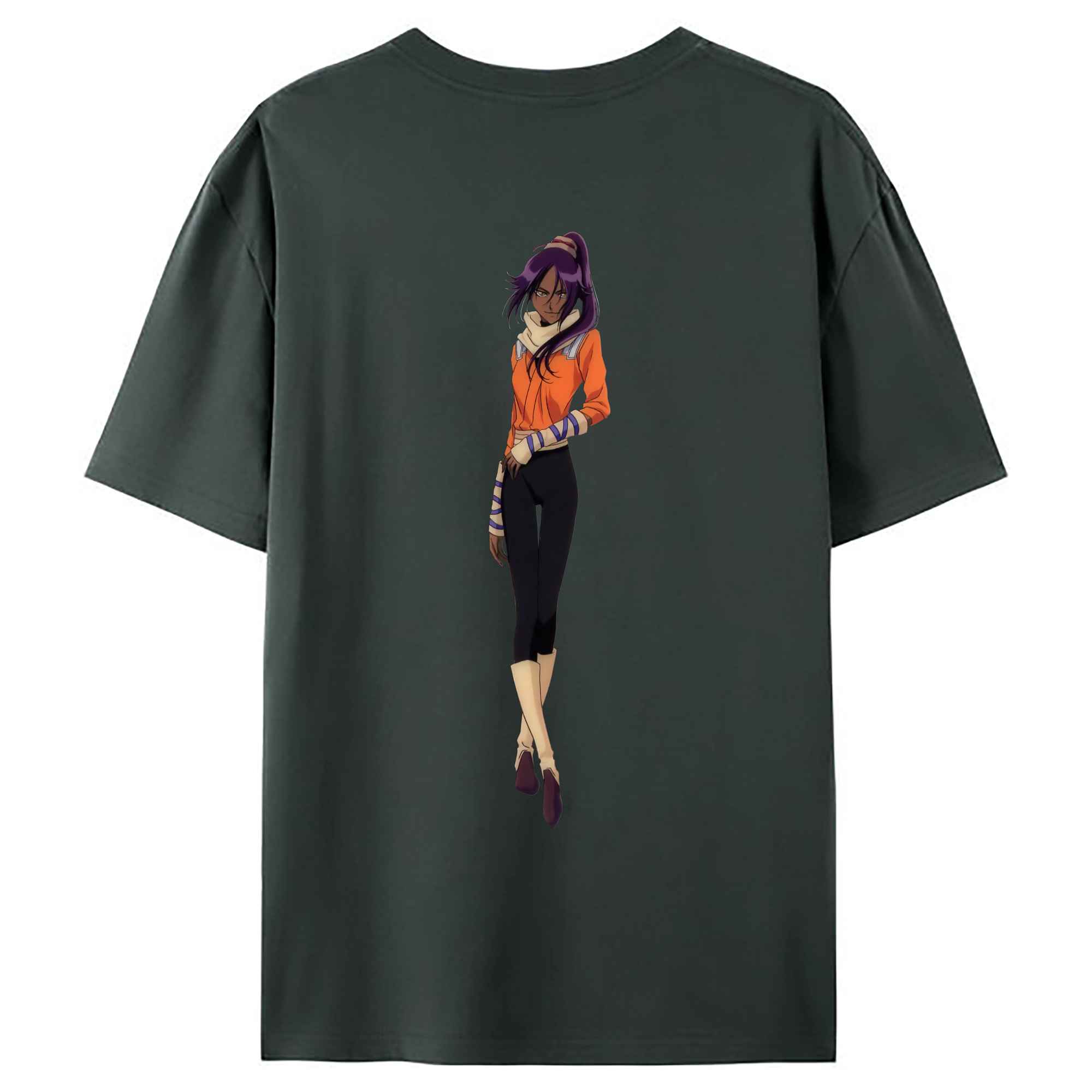 （画像用） ブリーチ 四楓院 夜一（しほういん よるいち） BLEACH Shihouin Yoruichi 綿100％ メンズ半袖Tシャツ（バックプリント） 通気性